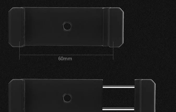Aluminium alloy handheld bracket accessory for mounting an iPhone onto a table top tripod.