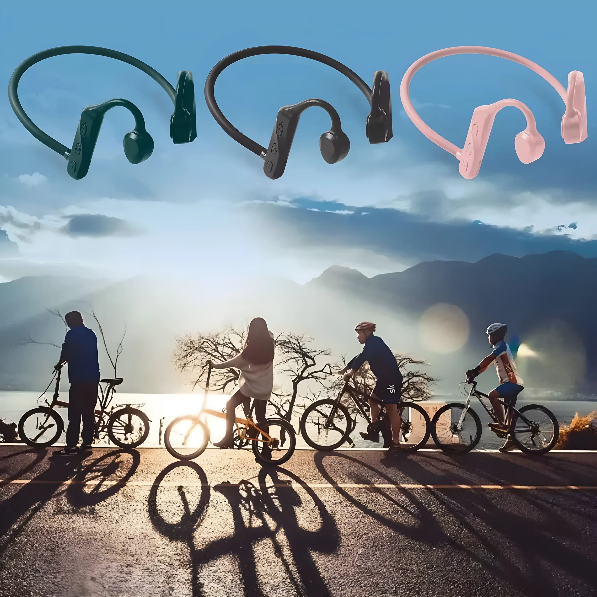 Wireless sports headphones neck-hanging Bluetooth 5.0 with mic in Black, Green, Pink colour options