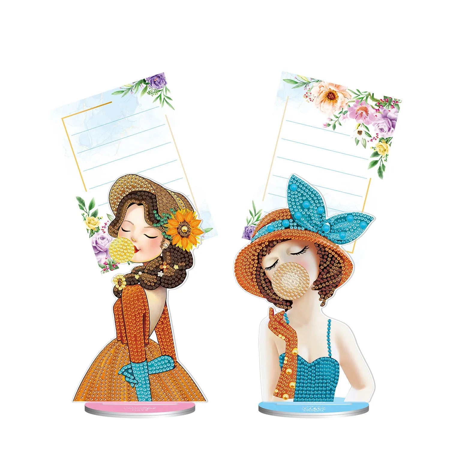 Handmade American-style diamond painting decorative note clip on a desktop.