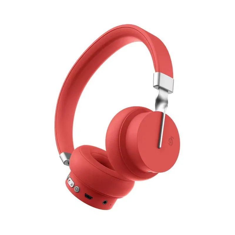 Solid colour headworn Bluetooth headset in one of five colours: green, black, blue, red, or white.