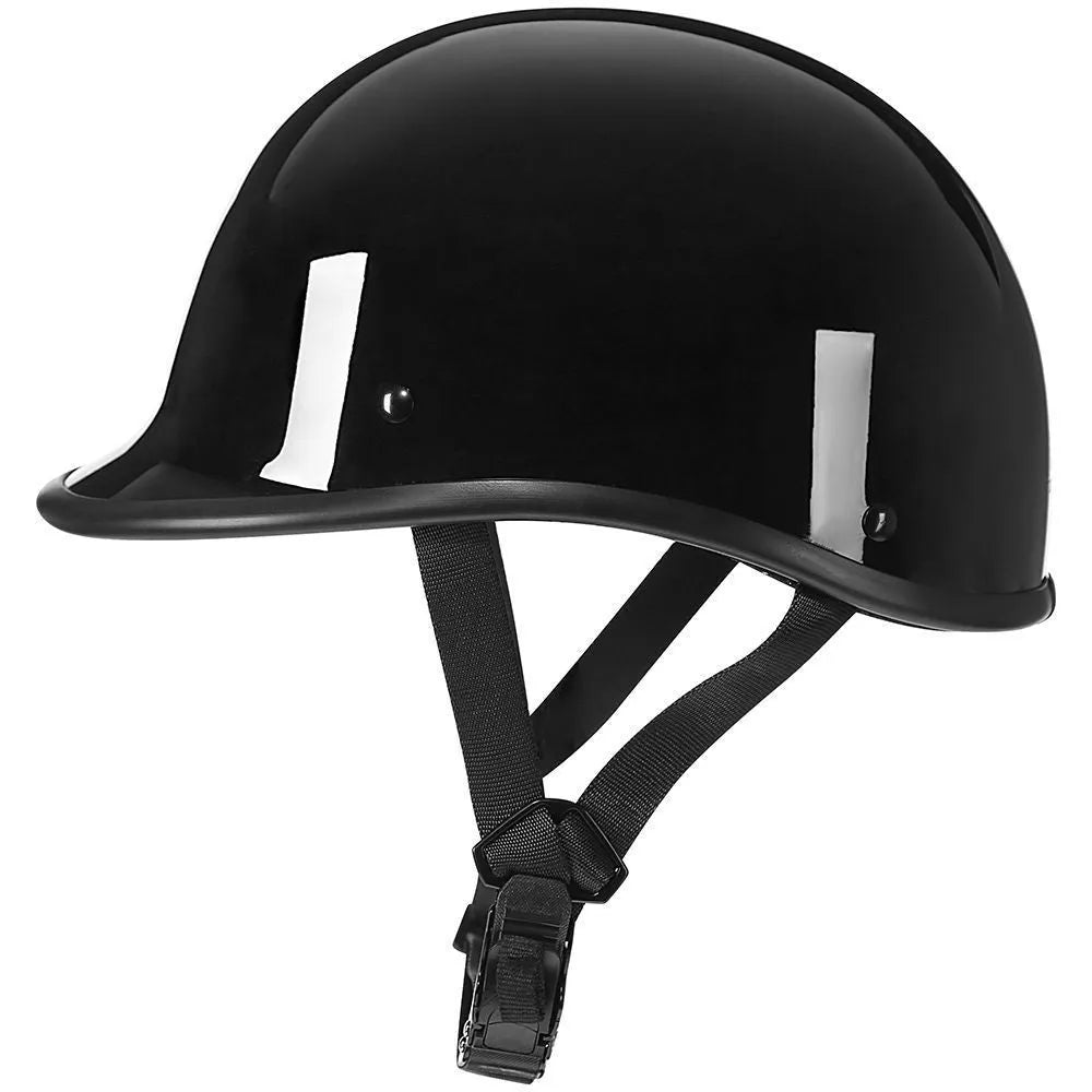 Retro full-face motorcycle helmet in matte black with hand-curved aerodynamic ABS shell.