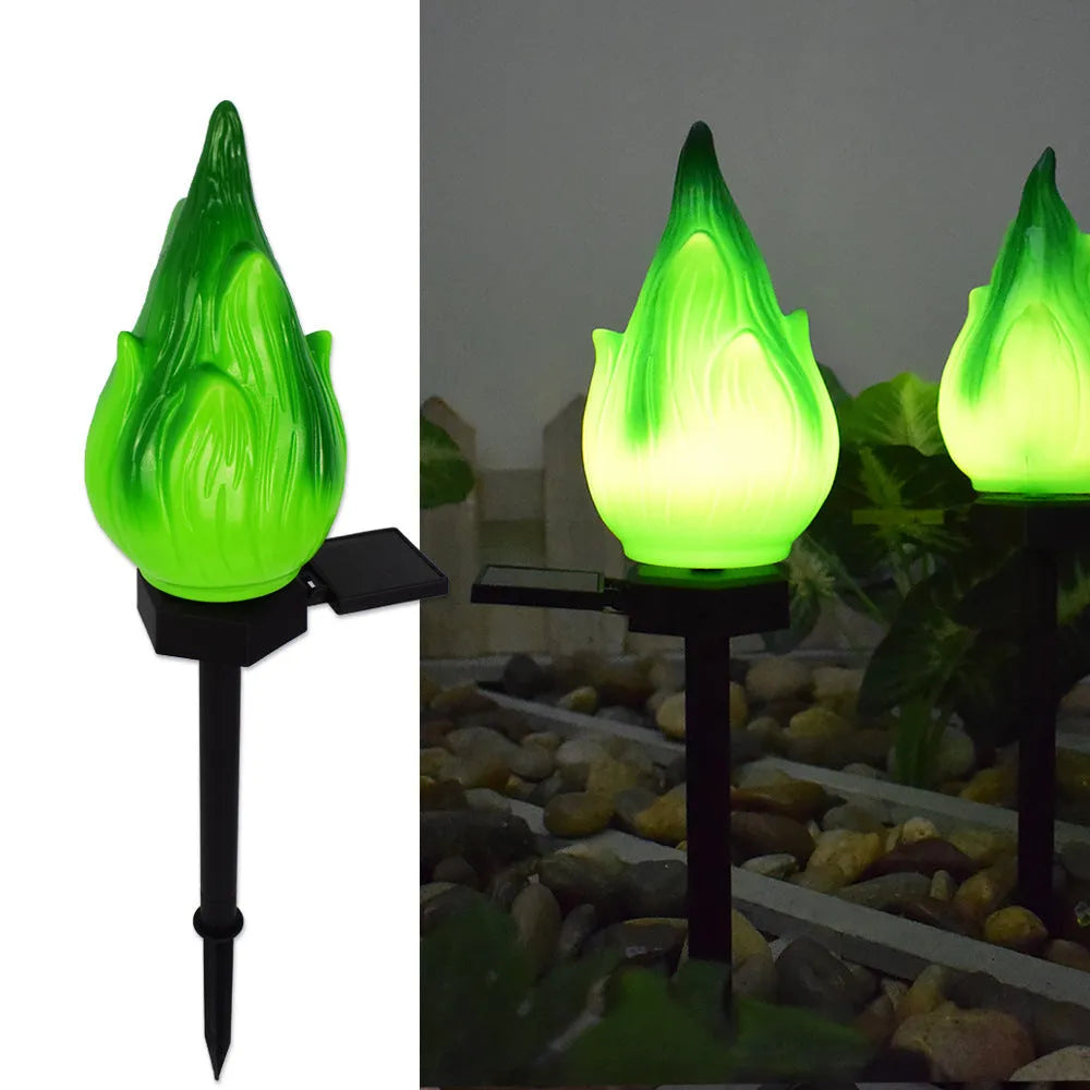 Wrought iron solar simulation flame lamp for courtyard decoration, IP65 rated