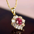 Inlaid zircon Indian style necklace for women geometric flower mixed gem pendant copper electroplating blue
