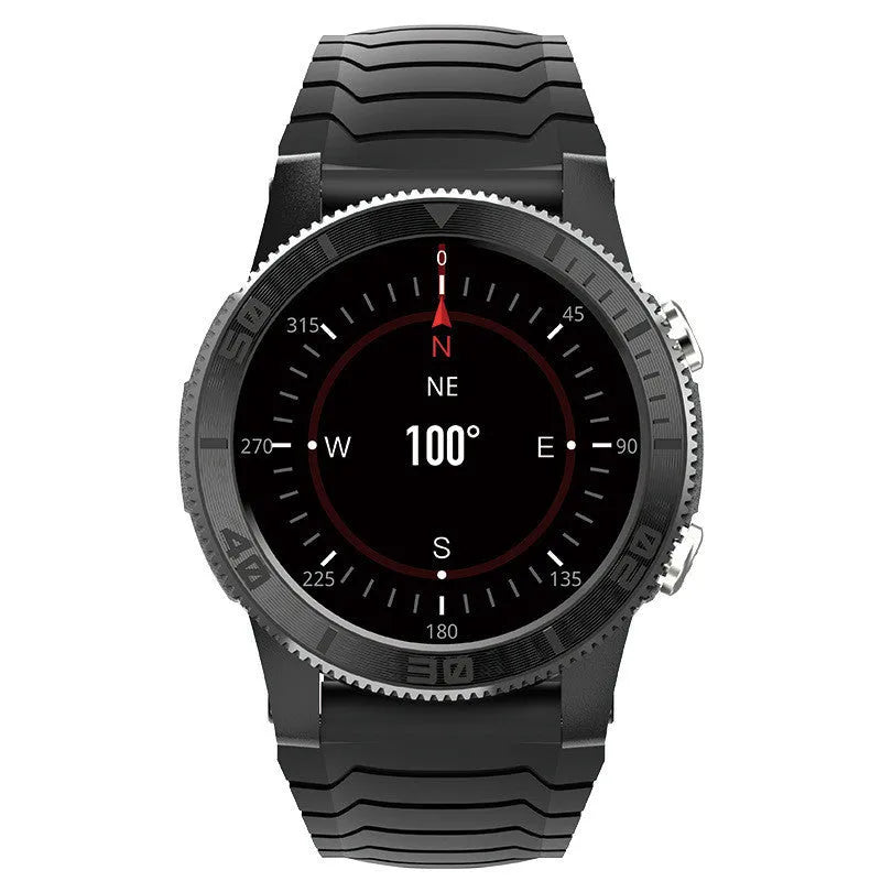 Black 48mm smart watch with GPS, heart rate, stress and compass, 22mm band and ABS alloy dial
