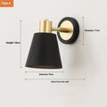 Nordic style iron wall lamp with adjustable LED light on a plain wall.