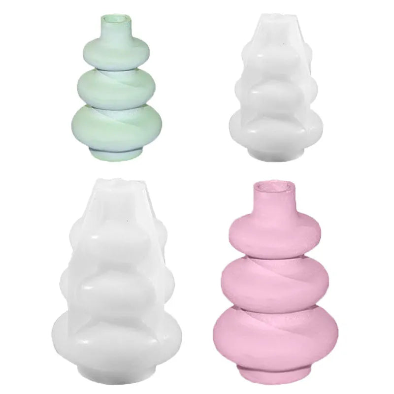 Three layer circle vase ornament silicone mold for baking and craft projects