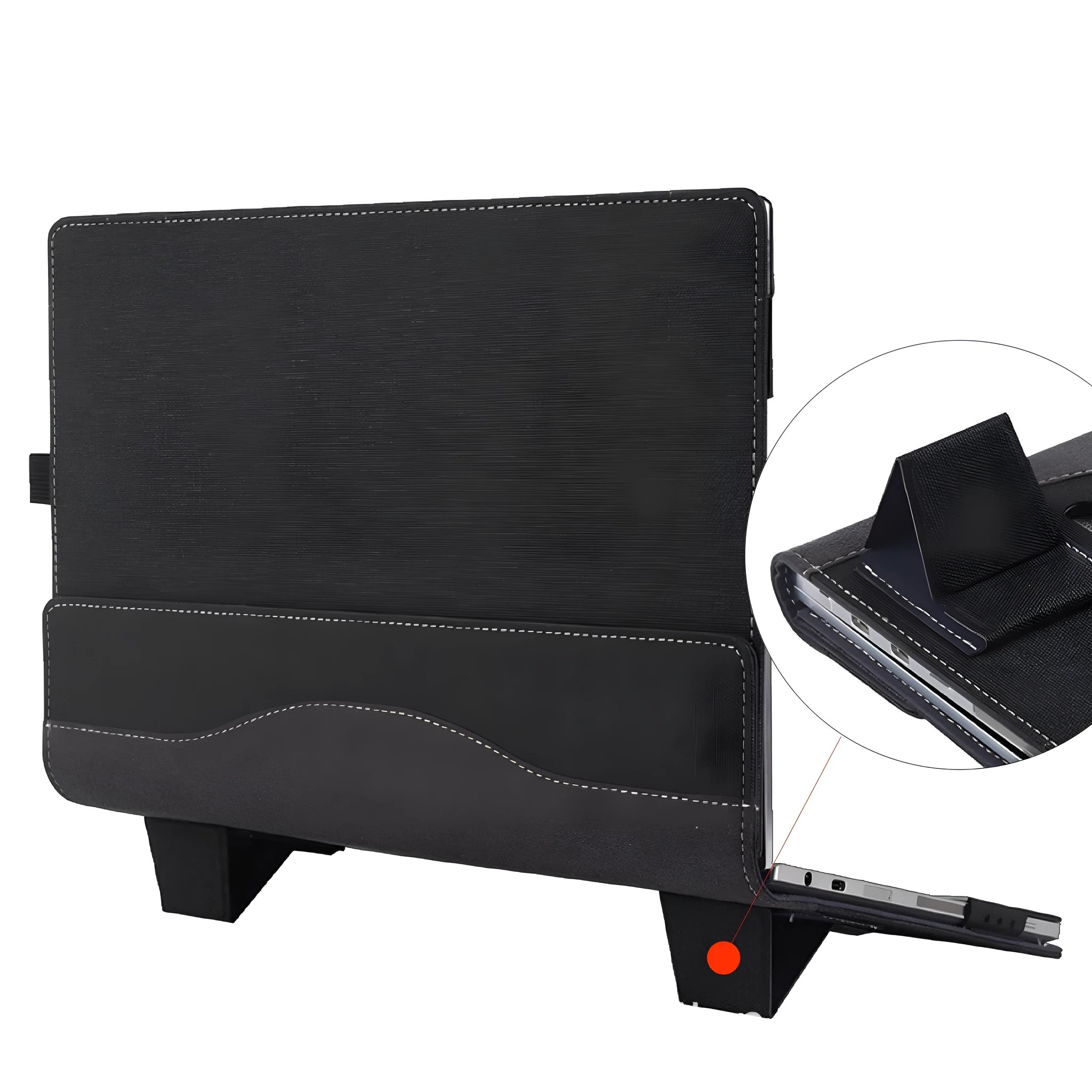 Black imitation leather protective sleeve for Microsoft Surface Laptop 6 with Chinese style bracket design