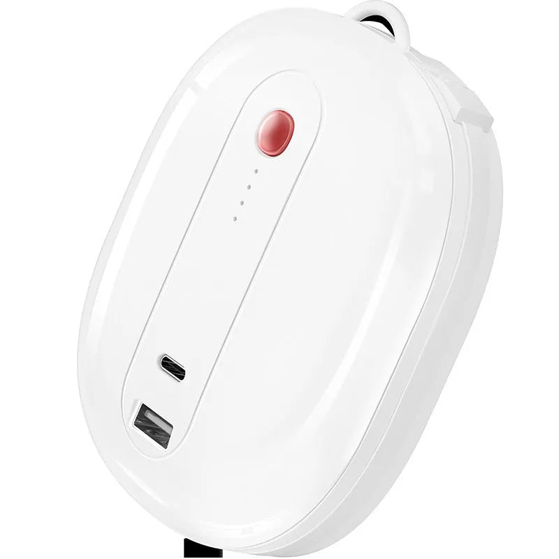 Two-in-one 10000mAh power bank with integrated plug in black and white colour options