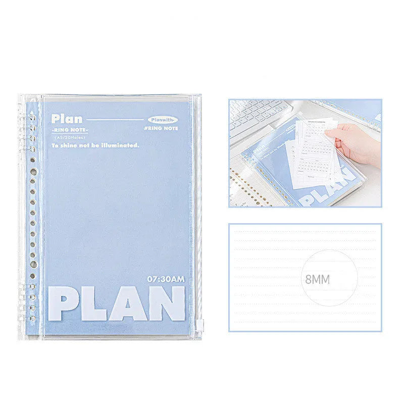 A5 PVC notebook cover for spiral notebooks in white or blue colour options