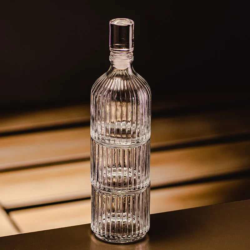 Modern simplicity clear glass whiskey cup with diamond pattern on a table, single piece