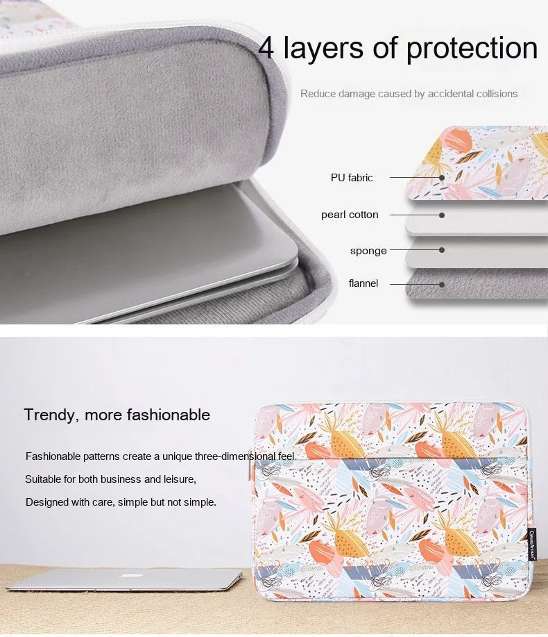 White waterproof PU leather laptop inner bag for 11 to 15 inch computers.