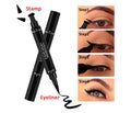 Double-headed seal eyeliner pen in black with triangle seal tip and waterproof 2-in-1 design.