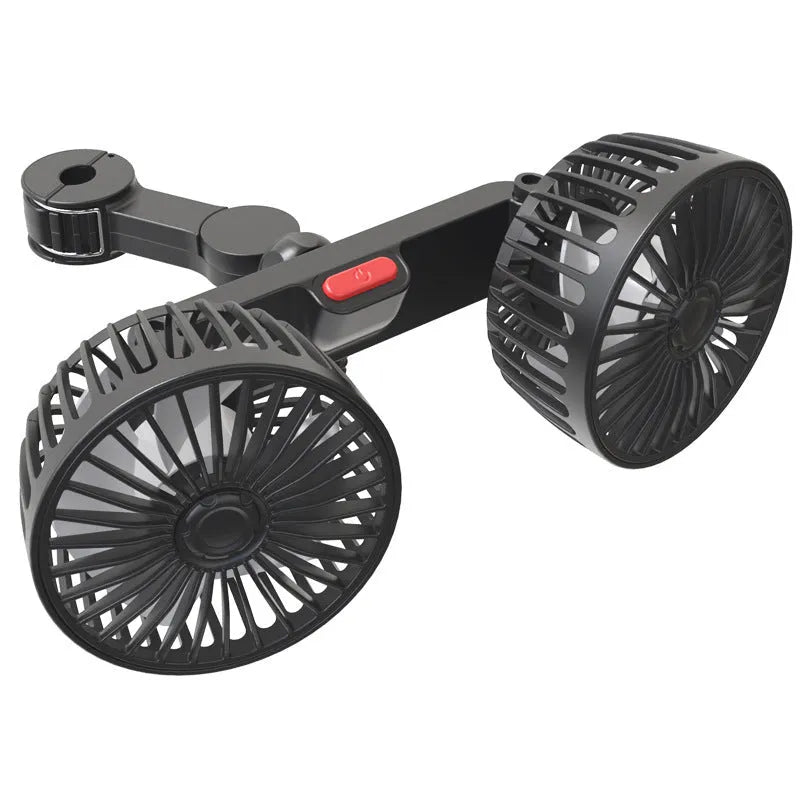 Black single-head car USB electric fan for rear seat passenger cooling