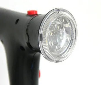 Foldable aluminium walking stick with 4-feet anti-skid base, LED light, and side armrest for elderly