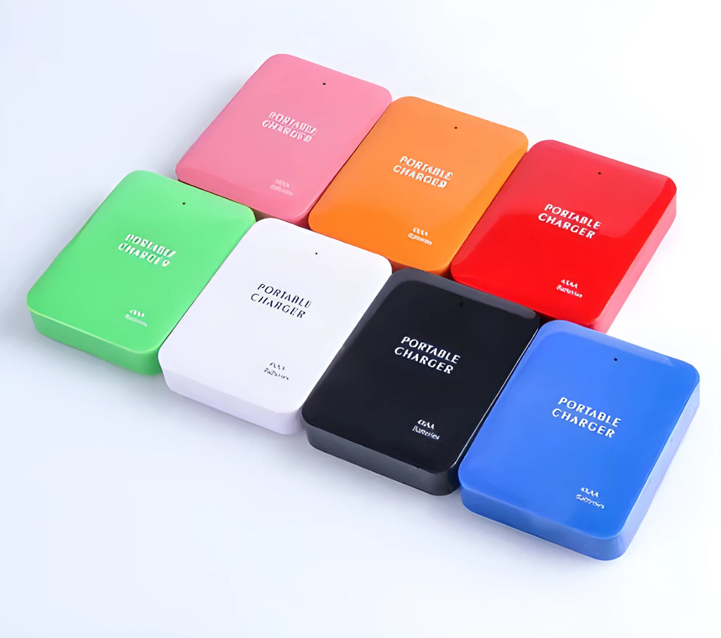 Black emergency USB power bank charger using 4x AA batteries with torch light switch