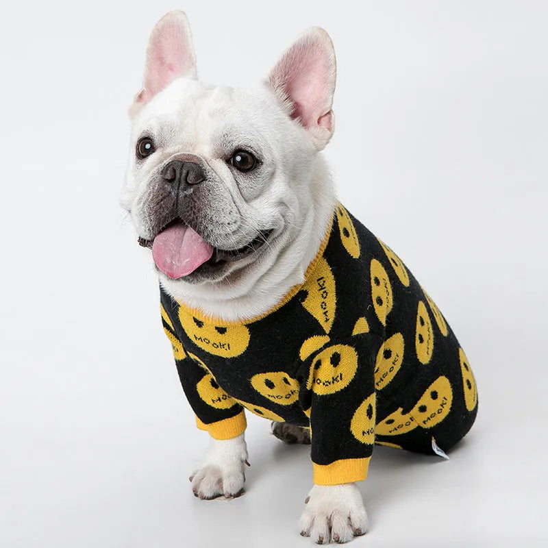 MK9 smile sweater for dogs in black, made of wool, available in sizes from XXS to XXL