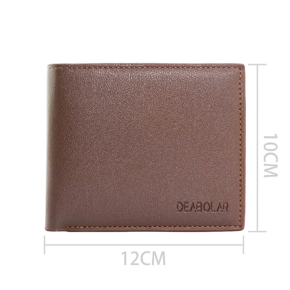 Men's brown leather wallet with zipper closure showing seven card slots inside