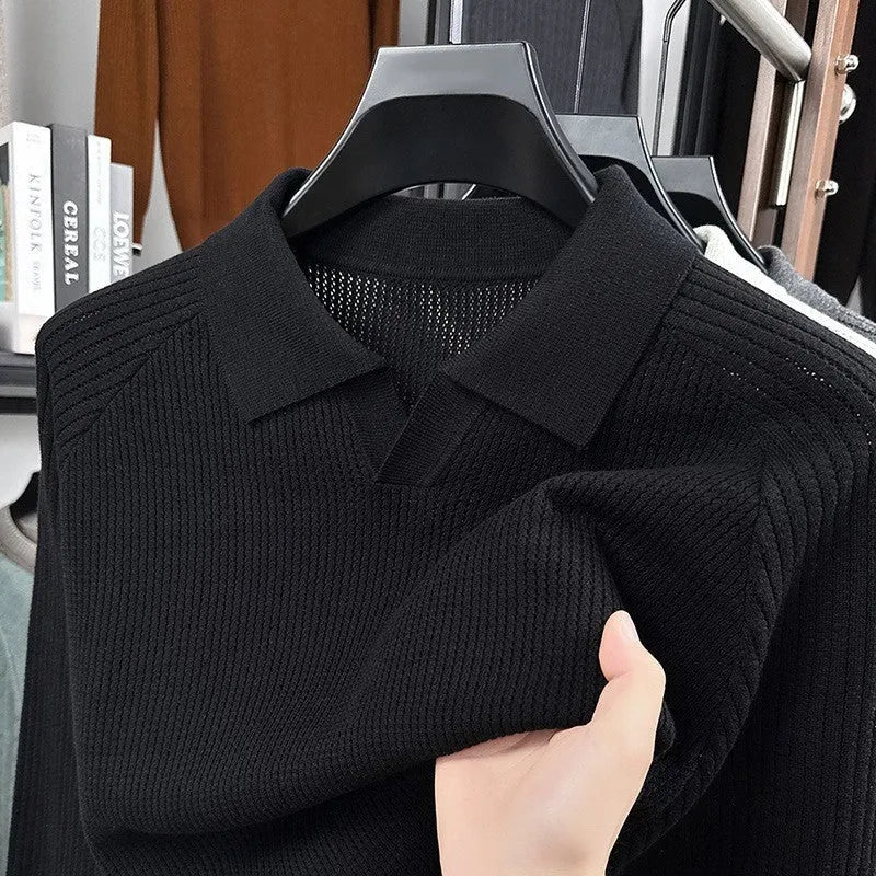 Men's loose cotton pullover shirt with scissors collar in black, dark gray, or oat gray, sizes M to XXXXL