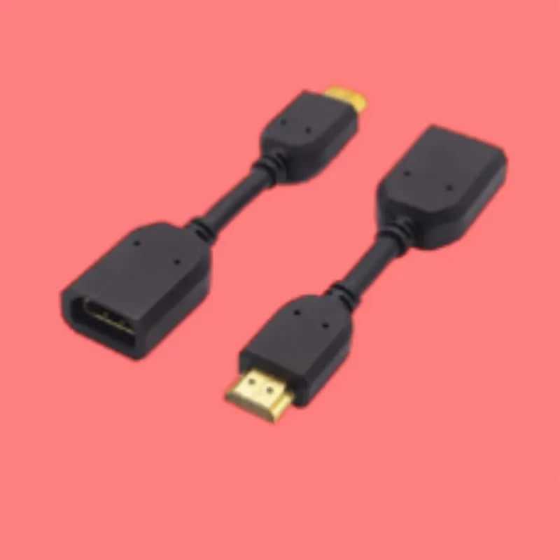 Black 10cm male to female HDMI extension cable with gold plated plug for Chromecast TV stick