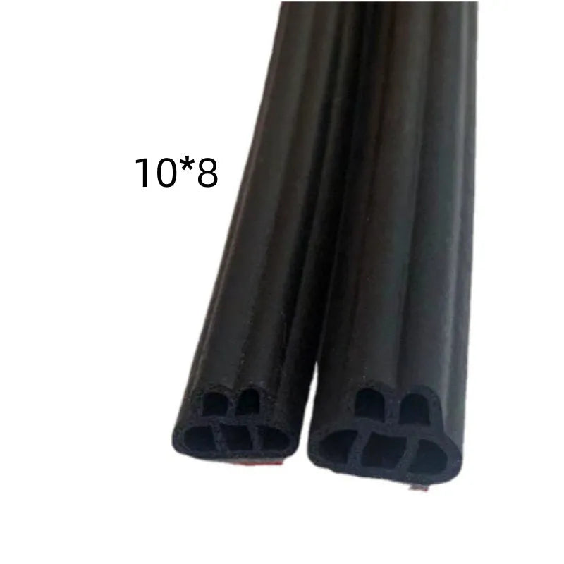 Double-layer 5-hole thick black film sound deadening L-type sealing strip 12 mm for doors and windows