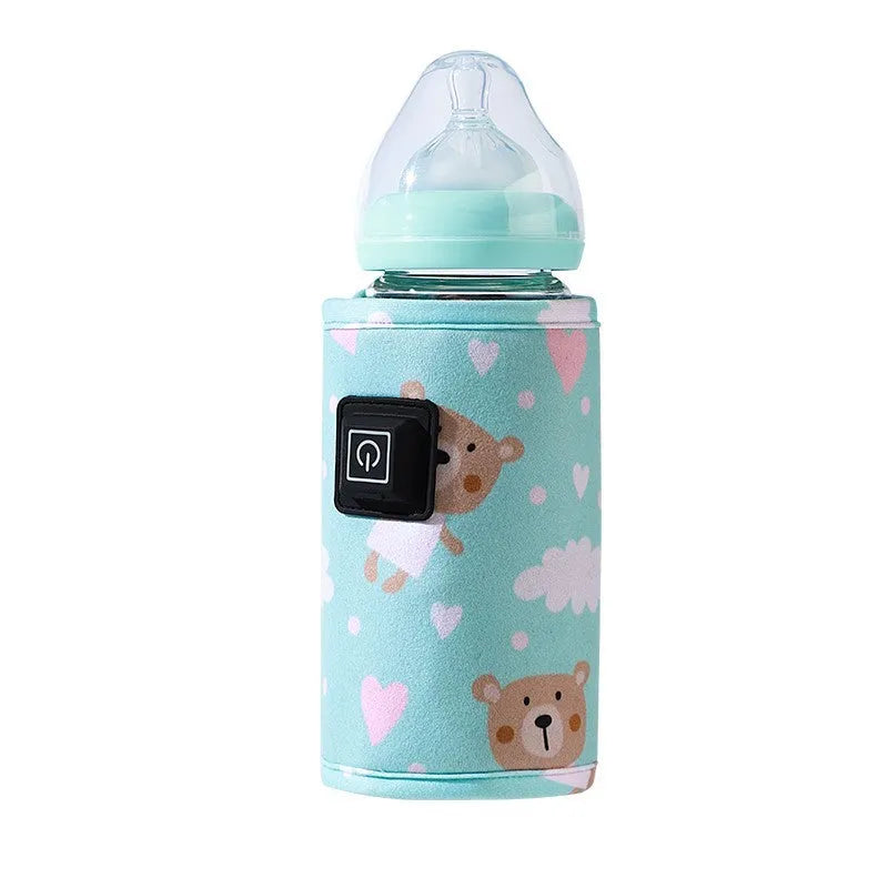 USB baby bottle warmer insulation cover in cartoon designs with thermostatic heating function