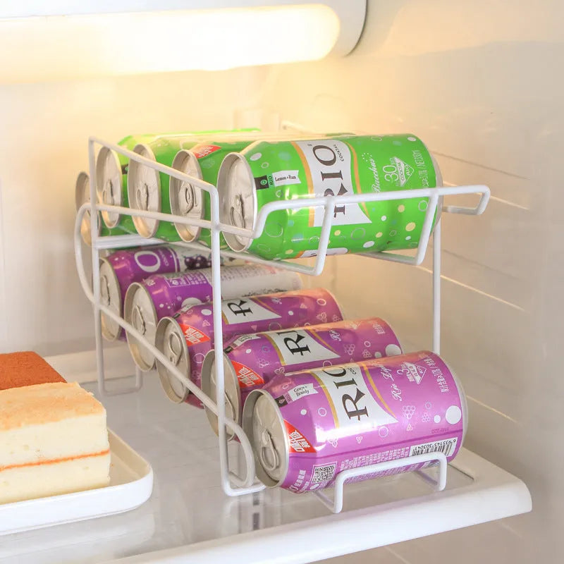 Double-layer iron kitchen storage rack for cans and bottles, 28x18x14cm, picture colour finish