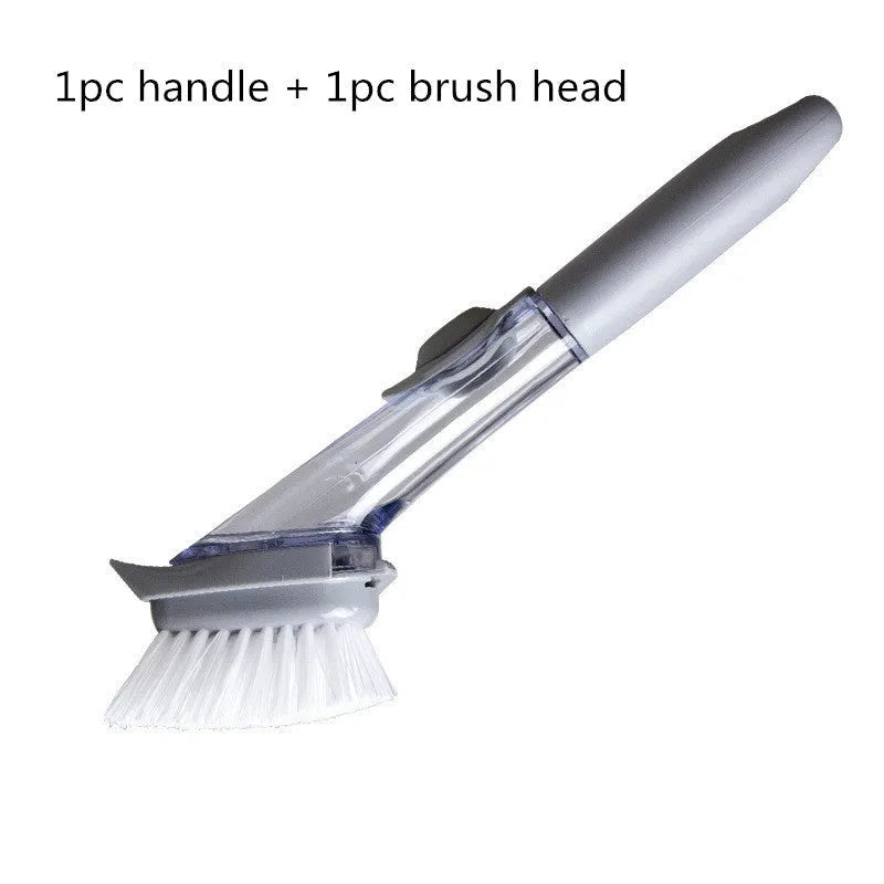 2 in 1 long handle cleaning brush with removable head and sponge for kitchen dishes