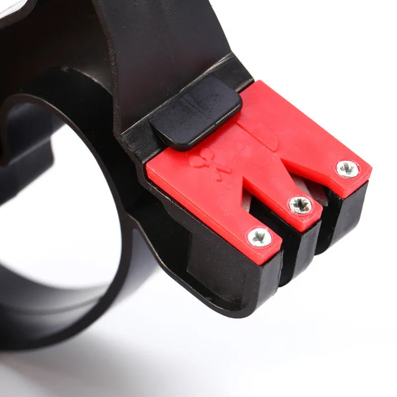 Black handheld knife and scissor sharpener tool with tungsten steel grindstone