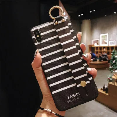 Striped phone case with 3D relief pattern in matte black TPU soft shell for iPhone models