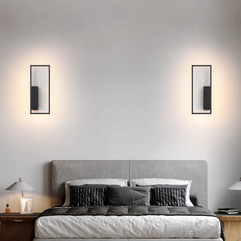 LED Nordic minimalist wall lamp in black finish with single head, small size for bedroom use