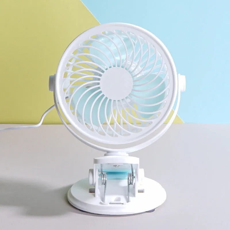 Compact USB-powered desktop fan with three blades and mechanical controls for quiet operation below 36dB