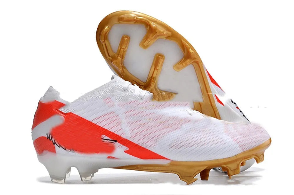 Men's low-top football shoes with knitted upper, FG studs, and a front lace-up closure.
