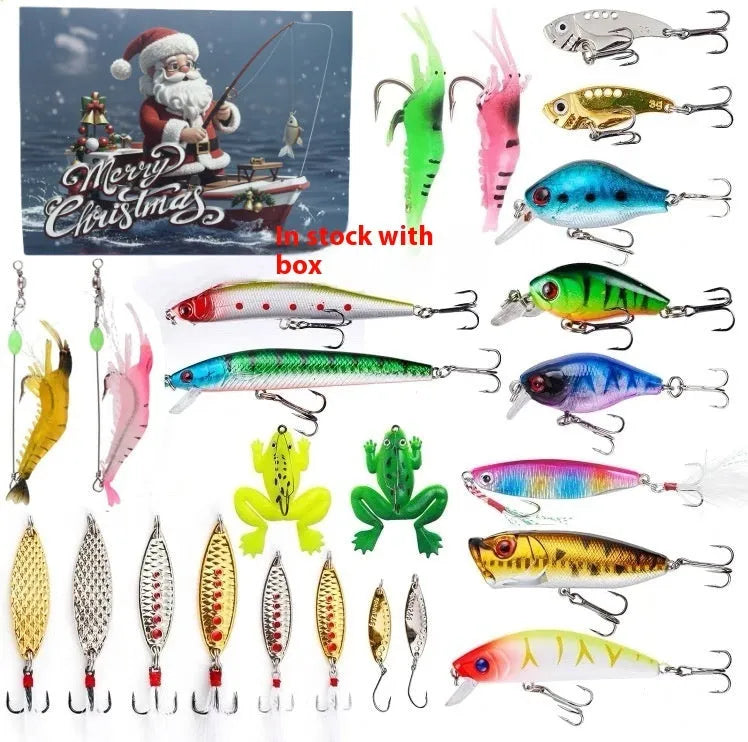 Plastic fishing bait set in gift box with 24 pieces Type A option