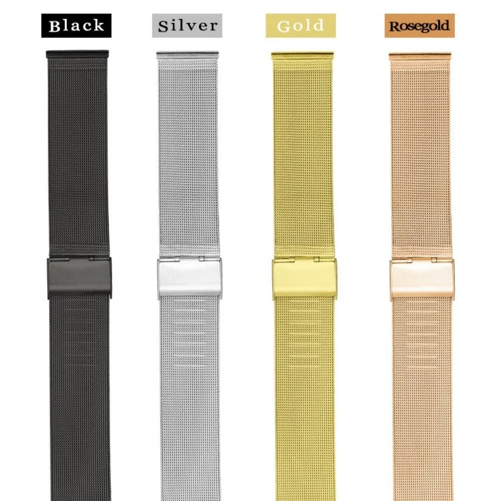 Milani silk woven stainless steel watch band in multiple colours and bandwidth sizes