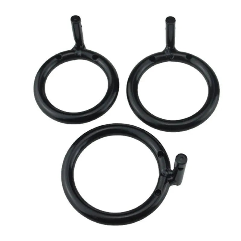 Men's black manganese steel chastity lock ring with 40mm 45mm 50mm internal diameter options for adult sexual restraint play