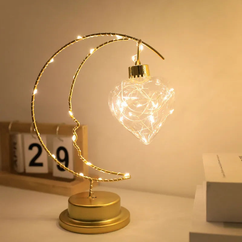 Small night light iron art moon USB decoration warm colour 10cm PC shell IP42