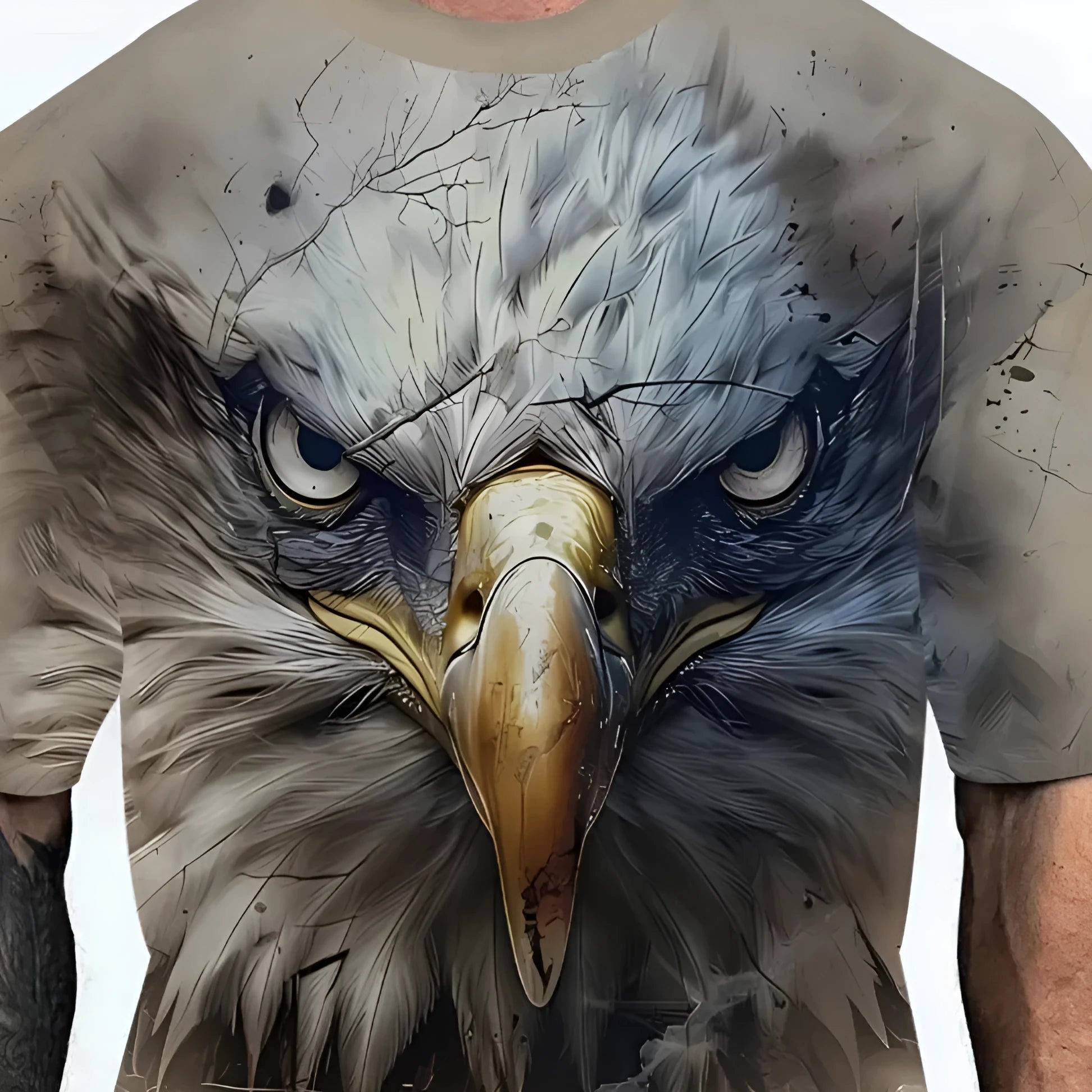 Men's loose fit graphic t-shirt with short sleeves in chemical fibre blend fabric
