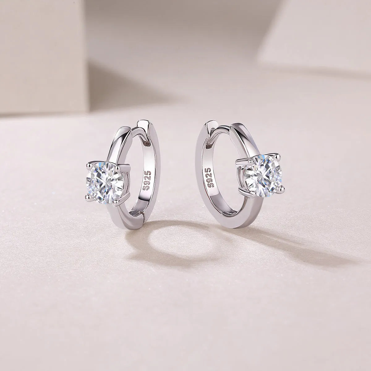 Set Out From The Heart 0.5 carat moissanite stud earrings S925 silver platinum plated in gift box with GRA certificate