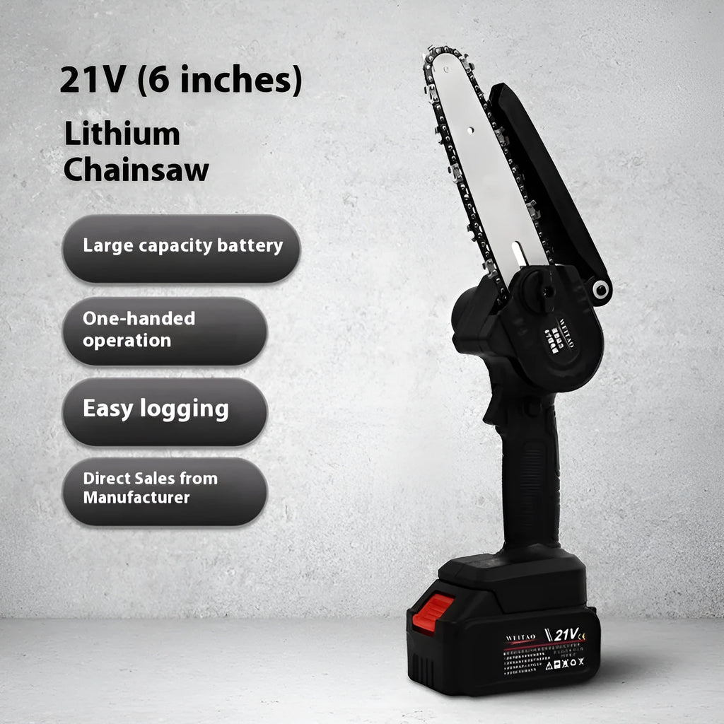 Mini one-hand wireless aluminum chainsaw with rechargeable lithium battery for branch cutting