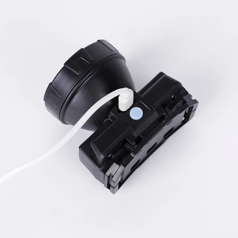 Black outdoor LED rechargeable waterproof headlamp with ABS body and 3W light beam