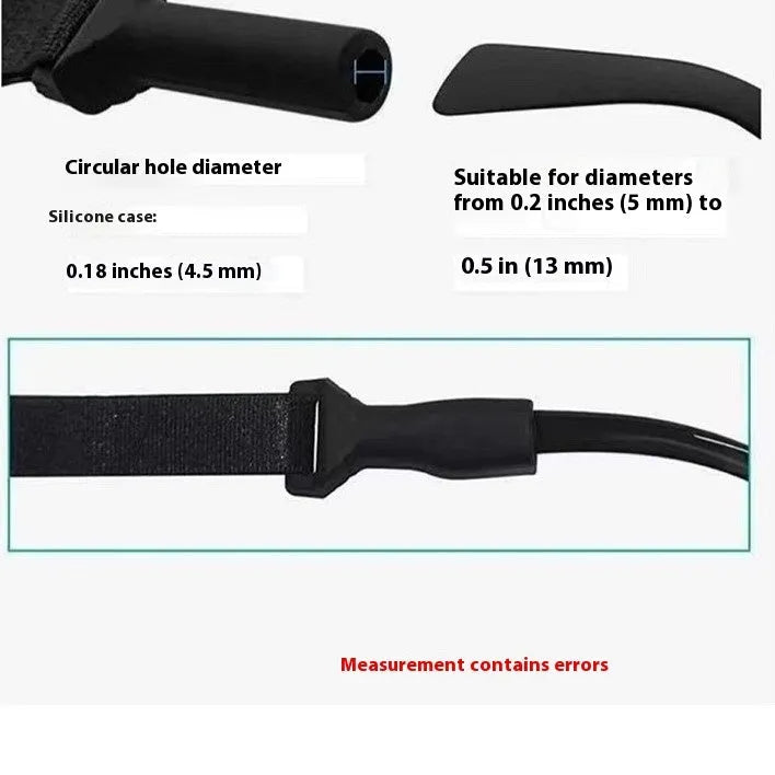 Black adjustable glasses cord with silicone earpiece tips for anti-slip eyewear retention