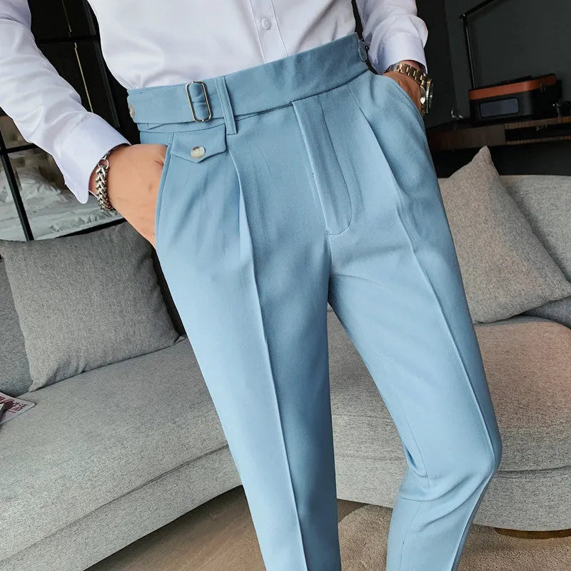 Men's straight-leg casual trousers in polyester available in multiple colours and sizes 29-36