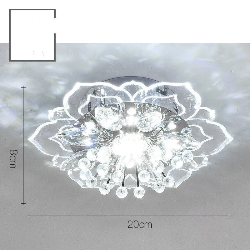 Modern crystal ceiling lamp with flower-shaped acrylic shade and stainless steel fittings