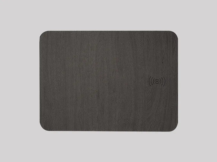 5W wooden wireless charger with ABS and PU leather surface, Qi 1.1 compliant, black finish