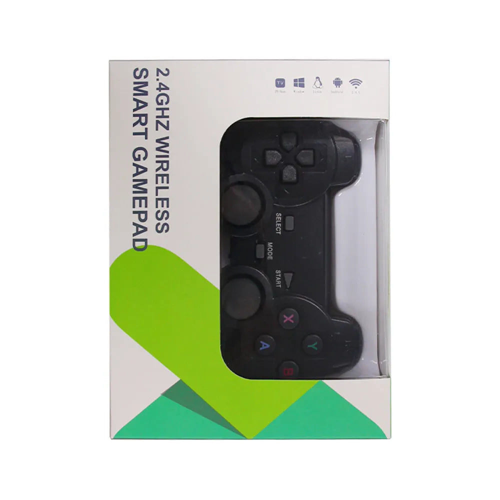 Classic Black 2.4G wireless gamepad with USB receiver for Android TV, PC, and PS3