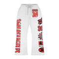 White mid-waist unisex sweatpants for sports and leisure, size XXS to 5XL