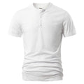 Men's solid colour slub cotton short-sleeve T-shirt on a hanger.