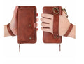 Imitation leather multi-function phone case with wallet and car mount for Samsung Galaxy and iPhone.
