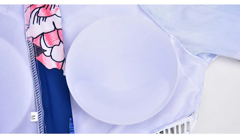 One-piece boxer swimsuit diving suit in nylon with printing pattern in blue or yellow colours