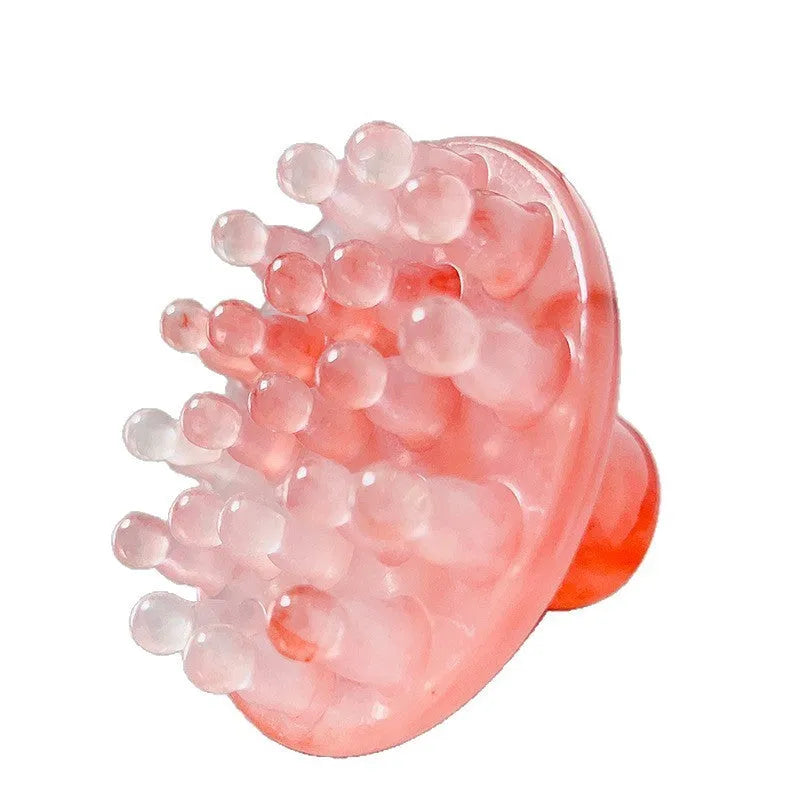 Disc-shaped 21-tooth massage comb for head meridian acupressure in coffee brown or yellow colour